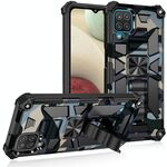 Per Samsung Galaxy A42 Armatura Camouflage Armor Antiurto TPU + PC Cassa protettiva magnetica con supporto (blu navy)