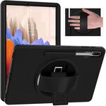 Per Samsung Galaxy Tab S8 + / TAB S8 PLUS / TAB S7 FE / TAB S7 + SM-T970 rotazione a 360 gradi PC + custodia protettiva TPU con supporto e slot a mano e penna (nero)