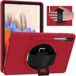 Per Samsung Galaxy Tab S8 + / TAB S8 PLUS / TAB S7 FE / TAB S7 + SM-T970 rotazione a 360 gradi PC + custodia protettiva in TPU con supporto e slot a mano e penna (rosso)