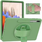 Per Samsung Galaxy Tab S8 + / TAB S8 PLUS / TAB S7 FE / TAB S7 + SM-T970 rotazione a 360 gradi PC + custodia protettiva TPU con supporto e slot a mano e penna (verde)