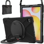 Per Samsung Galaxy Tab S6 Lite P610 Silicone + PC Cassa protettiva con supporto e tracolla (nero)