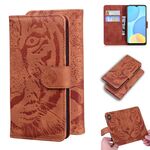 Per OPPO A15 / A15S Tiger Pattern Growding Custodia orizzontale in pelle flip con titolare e slot per schede e portafoglio (Brown)