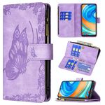 Per Xiaomi Redmi Nota 9 Pro Max Flying Butterfly Growding Pattern Custodia con cerniera in pelle flip in pelle con supporto e carte Slot & Portafoglio (viola)