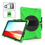 Per Microsoft Surface Pro X / Pro X 2021 Custodia protettiva in silicone colorato antiurto + PC con supporto e cinturino da polso e tracolla e slot per penna (verde)