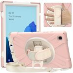 Per Samsung Galaxy Tab A7 (2020) T500 Custodia protettiva in silicone PU PURE T500 con supporto e tracolla (sakura rosa)