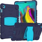 Telaio per schermo di protezione a 3 strati + PC + Cassa combinata antiurto in silicone con supporto per Samsung Galaxy Tab S5E T720 (Navyblue + Blu)