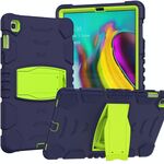 Schermo di protezione a 3 strati Telaio + PC + Cassa combinata antiurto in silicone con supporto per Samsung Galaxy Tab S5E T720 (blu navy + lime)