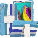Schermo di protezione a 3 strati Telaio + PC + Cassa combinata antiurto in silicone con supporto per Samsung Galaxy Tab S5E T720 (colorato blu)