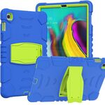 Telaio schermo di protezione a 3 strati + PC + Cassa combinata antiurto in silicone con supporto per Samsung Galaxy Tab S5E T720 (Blue + Lime)
