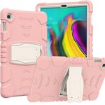 Schermo di protezione a 3 strati Telaio + PC + Cassa combinata antiurto in silicone con supporto per Samsung Galaxy Tab S5E T720 (fiori di ciliegio rosa)