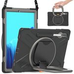 Per Samsung Galaxy Tab S8 + / Tab S8 Plus / Tab S7 FE / TAB S7 + T970 / T975 Silicone + custodia protettiva in silicone + PC con supporto e tracolla (nero + grigio)