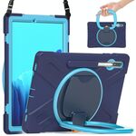 Per Samsung Galaxy Tab S8 + / Tab S8 Plus / Tab S7 FE / TAB S7 + T970 / T975 Silicone + custodia protettiva in silicone + PC con supporto e tracolla (navyblue + blu)