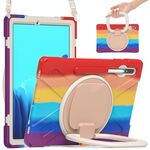 Per Samsung Galaxy Tab S8 + / Tab S8 Plus / Tab S7 FE / TAB S7 + T970 / T975 Silicone + PC Cassa protettiva con supporto e tracolla (rosso colorato)