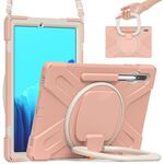Per Samsung Galaxy Tab S8 + / Tab S8 Plus / Tab S7 FE / TAB S7 + T970 / T975 Silicone + custodia protettiva in silicone + PC con supporto e tracolla (oro rosa)
