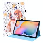 Per Samsung Galaxy Tab S6 Lite SM-P610 / SM-P615 Caso di pelle a flip orizzontale orizzontale con supporto e carta Slot e foto Cornice e Sleep / Funzione di sveglia (piccolo cane da fiore)