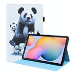 Per Samsung Galaxy Tab S6 Lite SM-P610 / SM-P615 Custodia per flip orizzontale a flip orizzontale con supporto e carte e slot per schede e cornice fotografica e funzione Sleep / Wake-up (Panda in bicicletta)