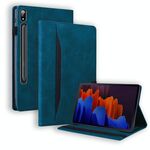 Per Samsung Galaxy Tab S8 / Galaxy Tab S7 2020 SM-T870 / SM-T875 Business Affari Antiurto Antifurto Cassa in pelle flip con titolare e slot per schede e fotogrammi e slot fotografica e slot per photo e slot per la penna (blu)