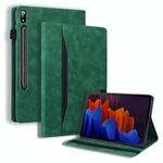 Per Samsung Galaxy Tab S8 + / TAB S8 PLUS / TAB S7 FE / TAB S7 + SM-T970 / SM-T976B Business Azienda Business Antiurto antiurto Caso in pelle flip con titolare e slot per schede e fotogrammi e slot per foto e slot per la penna e slot per la penna (verde)