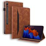 Per Samsung Galaxy Tab S8 + / TAB S8 PLUS / TAB S7 FE / TAB S7 + SM-T970 / SM-T976B Business Affari Antiurto Antiurto Antipartimenti in pelle flip in pelle con titolare e slot per schede e foto Cornice e slot per slot e penna (marrone)