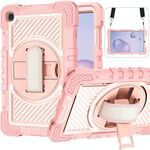 Per Samsung Galaxy Tab A 8.4 2020 T307 T307 Rotazione a 360 gradi Colore a contrasto Antifondo antiurto + Cassa in silicone + PC con supporto e cinghia a punta e tracolla (oro rosa)