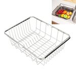 Cucina Scolapiatti Lavello Scolapiatti Lavaggio Verdura Frutta Secchiello Portaoggetti Rack Regolabile in Acciaio Inox, Dimensioni: Fondo Piatto