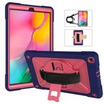 Per Galaxy Tab A 10.1 (2019) T510 Custodia combinata in silicone a colori a contrasto + PC con supporto (blu navy + rosa rossa)