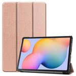Per Galaxy Tab S6 Lite Custodia in pelle con chiusura orizzontale in puro colore Custer da 10,4 pollici con supporto triplo e funzione di sospensione/sveglia (oro rosa)