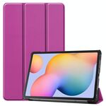 Per Galaxy Tab S6 Lite Custodia in pelle a vibrazione orizzontale con motivo Custer da 10,4 pollici in puro colore con supporto triplo e funzione di sospensione/sveglia (viola)
