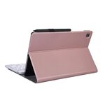 A610 per Galaxy Tab S6 Lite 10.4 P610 / P615 (2020) Custodia protettiva per tastiera Bluetooth con supporto e fascia elastica per penna (oro rosa)