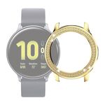 Per Samsung Galaxy Watch Active2 40mm Cassa dell'orologio con diamanti a doppia fila per PC (oro)