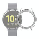 Per Samsung Galaxy Watch Active2 40mm Cassa dell'orologio con diamanti a doppia fila per PC (argento)