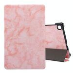 Per Galaxy Tab S6 Lite P610 / P615 Custodia in pelle a ribaltamento orizzontale con struttura in marmo, con supporto a tre pieghe e funzione di sospensione / sveglia (rosa)