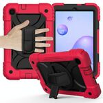 Per Samsung Galaxy Tab A 8.4 (2020) Custodia combinata antiurto PC + silicone con supporto e tracolla e tracolla (rosso + nero)