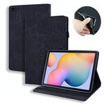 Per Samsung Galaxy Tab S6 Lite Custodia in pelle goffrata con design a doppia piegatura con motivo al polpaccio con supporto e slot per schede e slot per penna e fascia elastica (nero)