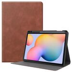Per Samsung Galaxy Tab S6 Lite P610 / P615 Custodia in pelle di vacchetta con struttura in TPU Custodia in pelle con vibrazione orizzontale con supporto e funzione di sospensione / sveglia e slot per penna (marrone)