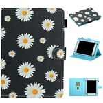 Per tablet universale da 8 pollici, motivo floreale, custodia in pelle con vibrazione orizzontale, con slot per schede e supporto (piccole margherite)