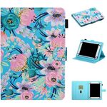 Per tablet universale da 8 pollici, motivo floreale, custodia in pelle a vibrazione orizzontale con slot per schede e supporto (fiore rosa)