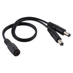 5,5 x 2,1 mm 1 a 2 da femmina a maschio Cavo di alimentazione adattatore splitter di alimentazione CC, lunghezza cavo: 30 cm (nero)