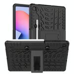 Per Samsung Galaxy S6 Lite Custodia antiurto in TPU + PC con struttura in gomma, con supporto e vassoio per penna (nero)