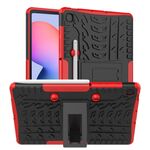 Per Samsung Galaxy S6 Lite Custodia antiurto per pneumatici TPU + PC, con supporto e vassoio per penna (rosso)