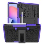 Per Samsung Galaxy S6 Lite Custodia antiurto in TPU + PC con struttura dei pneumatici, con supporto e vassoio per penna (viola)