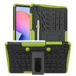 Per Samsung Galaxy S6 Lite Custodia antiurto in TPU + PC con struttura in gomma, con supporto e vassoio per penna (verde)
