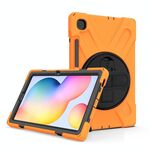 Per Samsung Galaxy Tab S6 Lite P610 Custodia protettiva antiurto in silicone colorato + PC con supporto e tracolla, tracolla e slot per penna (arancione)