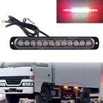 DC12V-24V / 36W Spia lampeggiante stroboscopica di emergenza per camion per auto 12 LED Luci laterali ultrasottili lunghe (rosso + bianco + rosso)