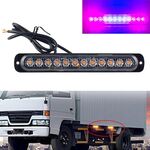 DC12V-24V / 36W Spia lampeggiante stroboscopica di emergenza per camion per auto 12 LED Luci laterali ultrasottili lunghe (rosso + blu + rosso)