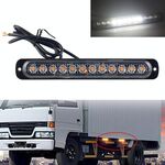 DC12V-24V / 36W Spia lampeggiante stroboscopica di emergenza per camion per auto 12 LED Luci laterali ultrasottili lunghe (bianche)