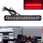 DC12V-24V / 36W Spia lampeggiante stroboscopica di emergenza per camion per auto 12 LED Luci laterali ultrasottili lunghe (rosse)
