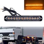 DC12V-24V / 36W Spia lampeggiante stroboscopica di emergenza per camion per auto 12 LED Luci laterali ultrasottili lunghe (gialle)
