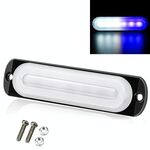 DC12V-24V / 18W Spia lampeggiante stroboscopica di emergenza per camion per auto 6 LED Luci laterali ultrasottili (bianco + blu)