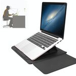 4 in 1 sacchetto di fodera in pelle PU universale in pelle PU con manico e supporto & portapenna + 2 avvolgitori + borsa del mouse + sacchetto del caricatore set per laptop da 17 pollici (grigio)